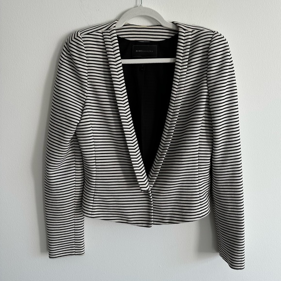 BCBGMaxazria ‘Hendrix’ Black + White Striped Blazer Jacket Size Medium - Picture 2 of 9